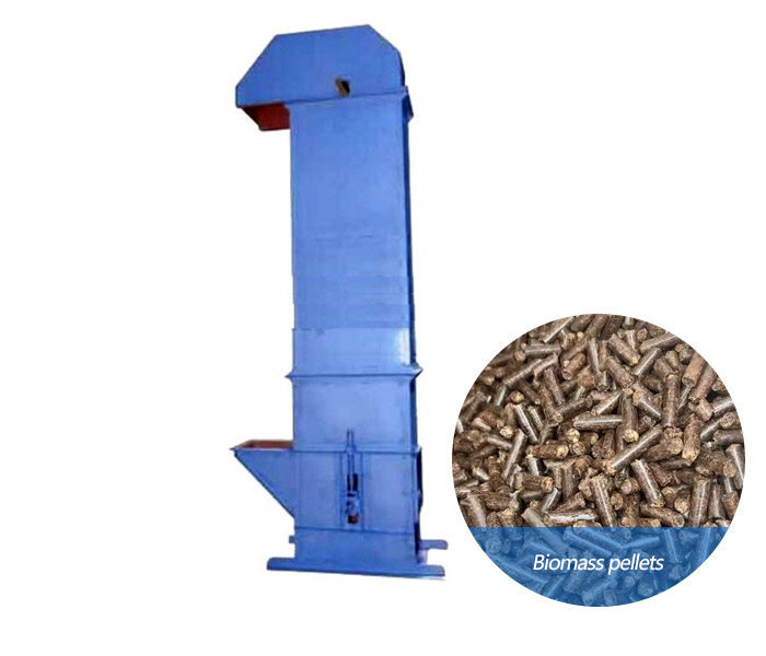 Biomass pellet bucket elevator