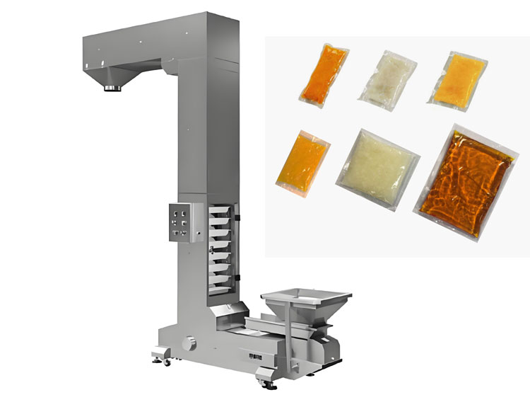 Z type conveyor for liquid-filled pouch