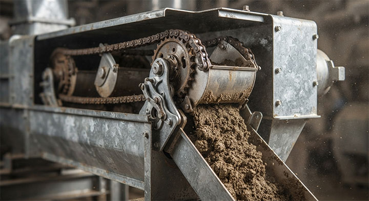 Positive Discharge Bucket Elevator handling sticky and cohesive bulk powders smoothly without material residue